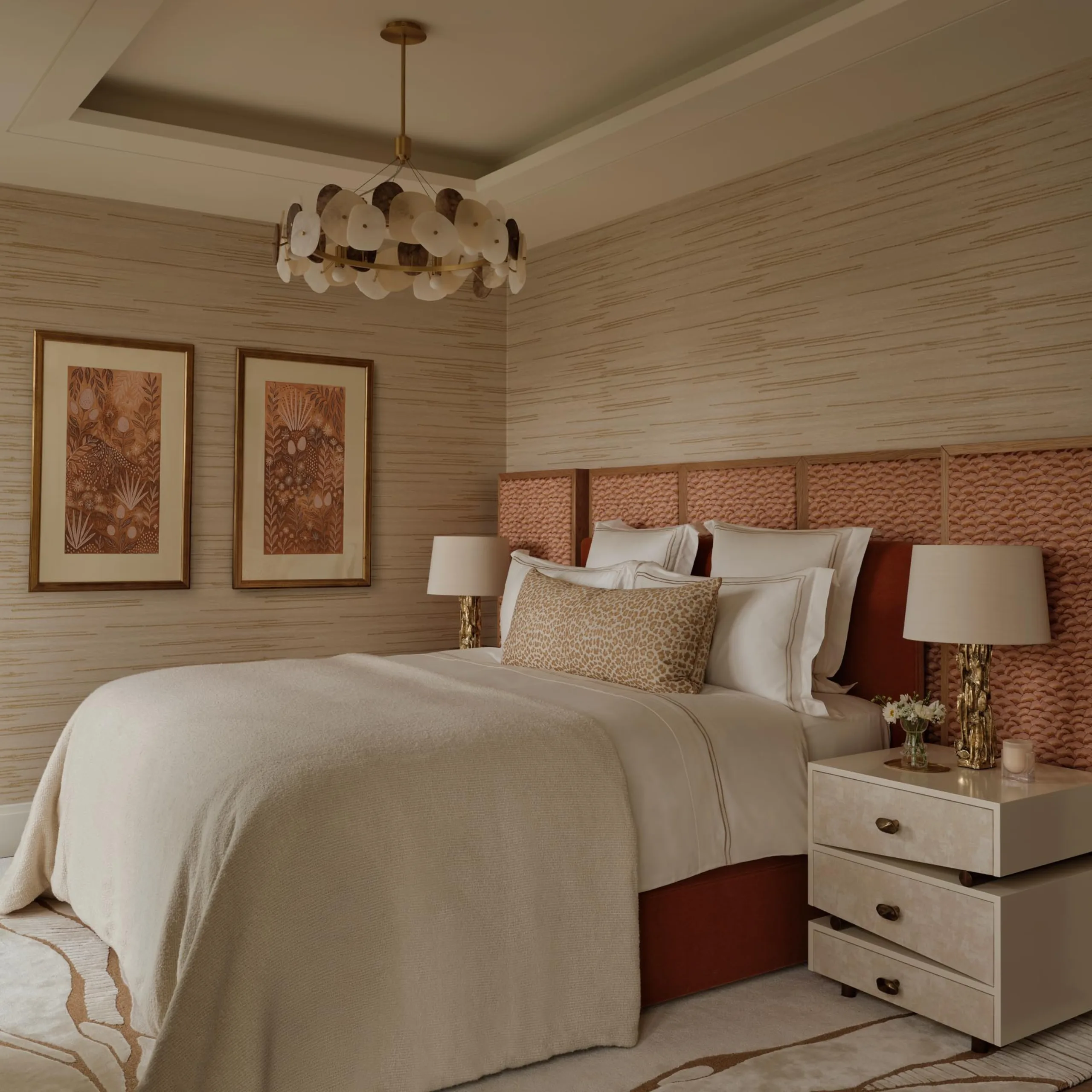 This refined pied-à-terre bedroom is located within the prestigious Chelsea Barracks development in London.