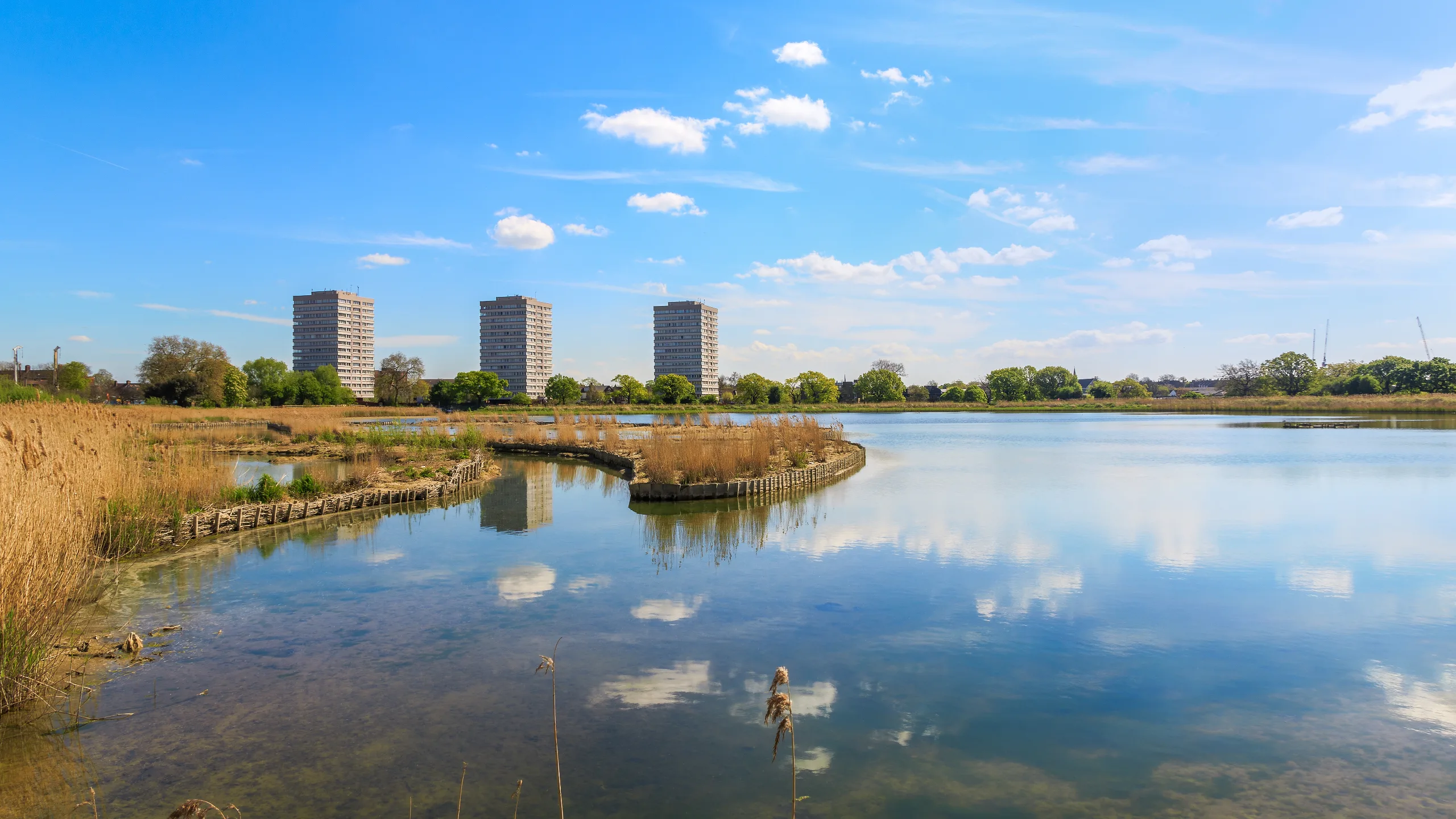 Reflection Of Buildings In Lake