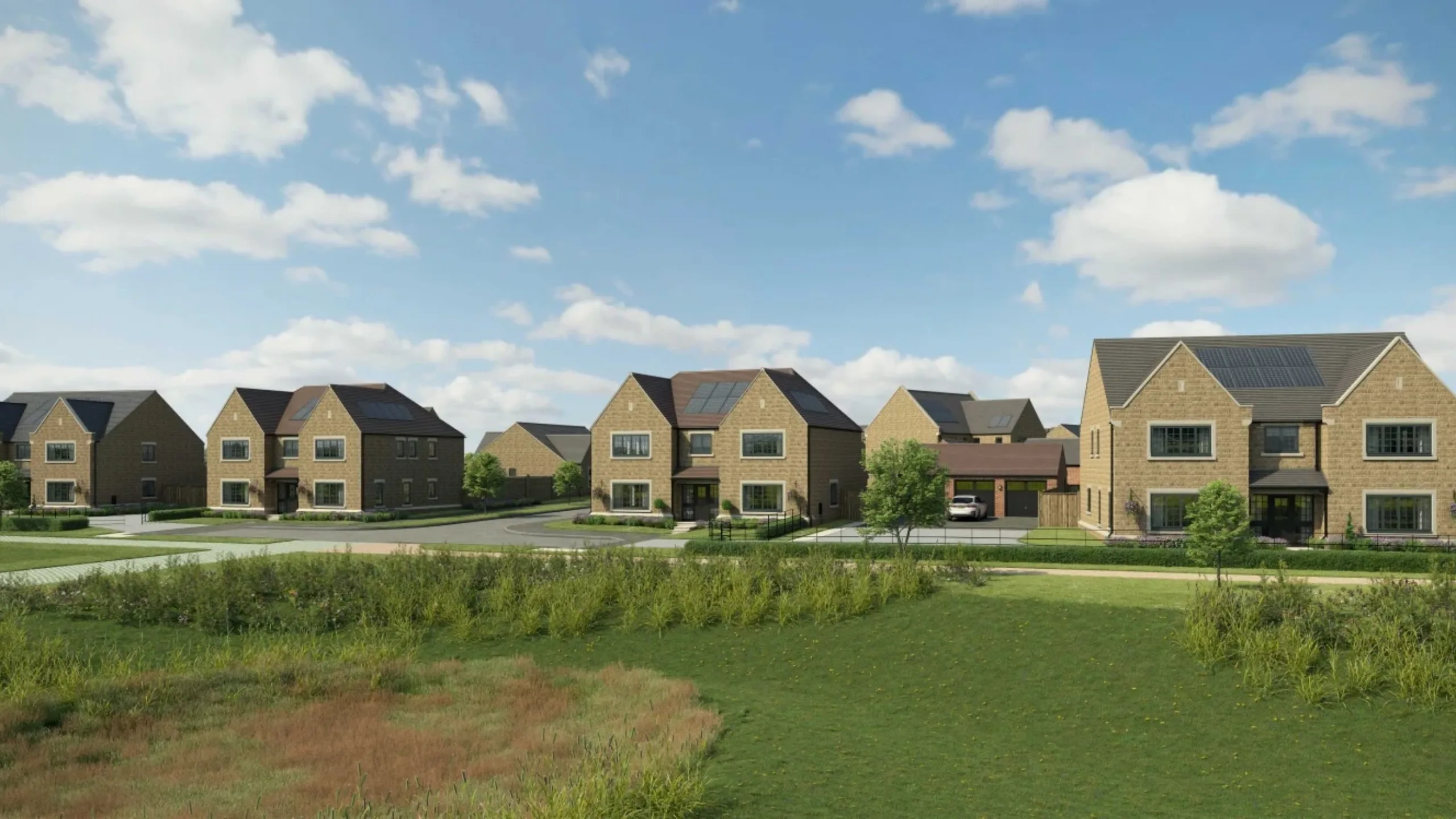 Exterior of multiple new build houses