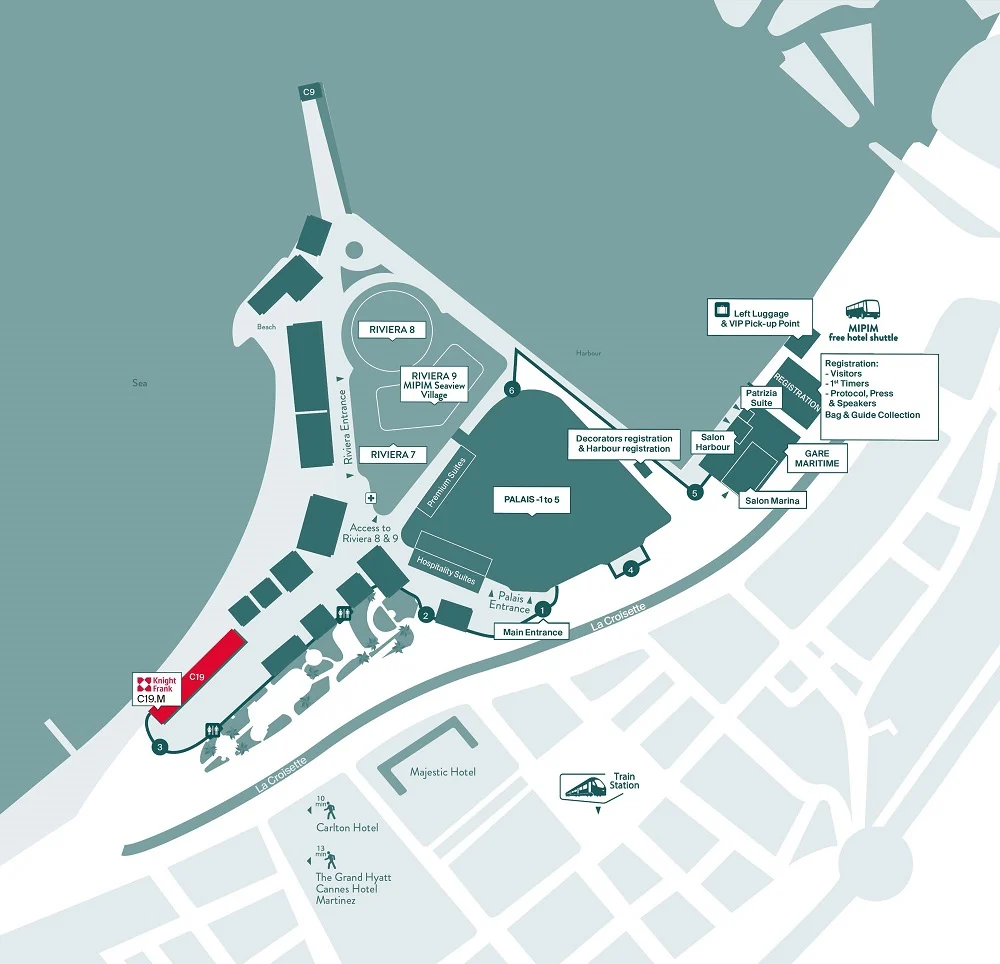 Stand location for Knight Frank at MIPIM