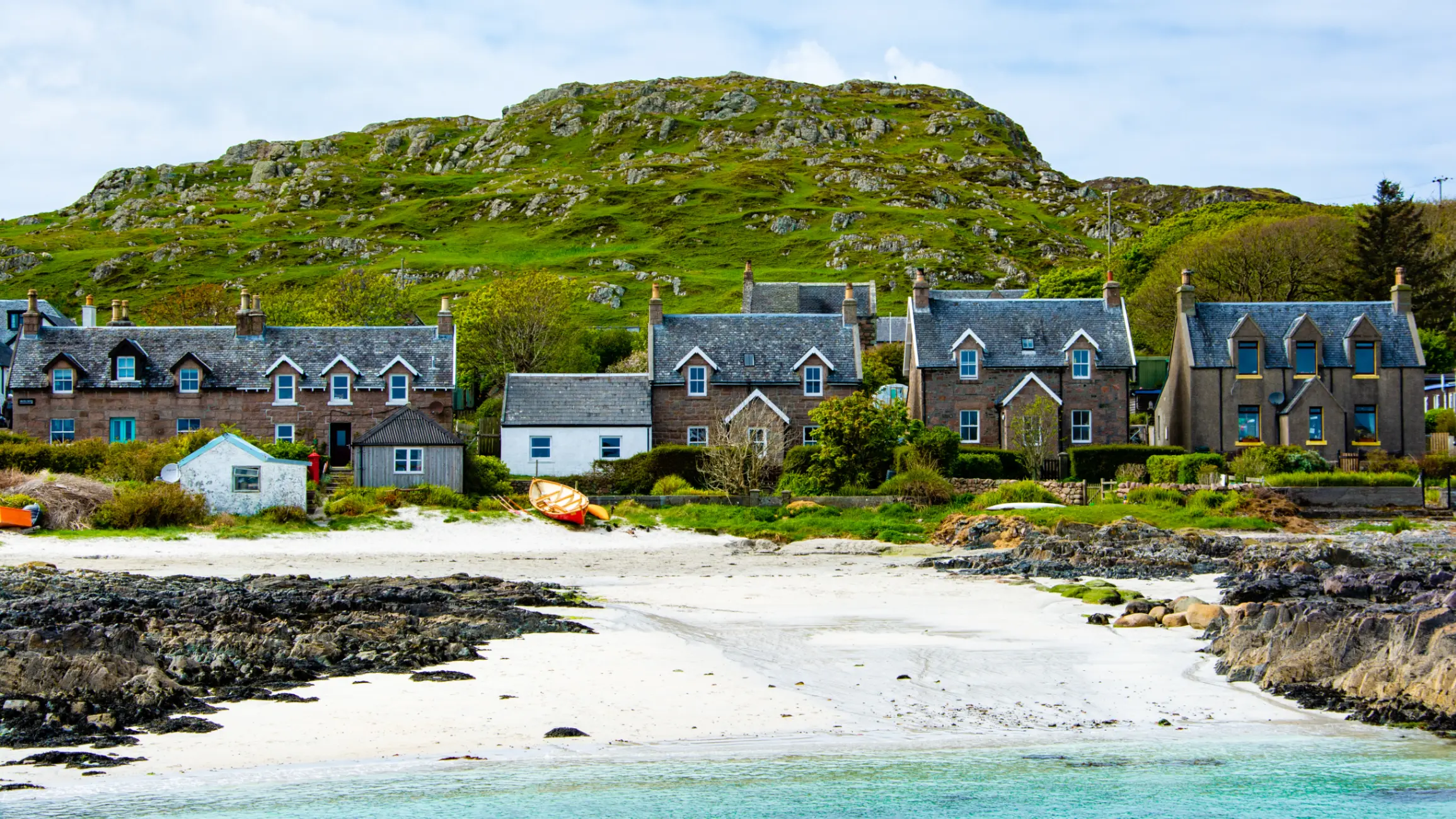 Houses by the beach in Iona, Inner Hebrides