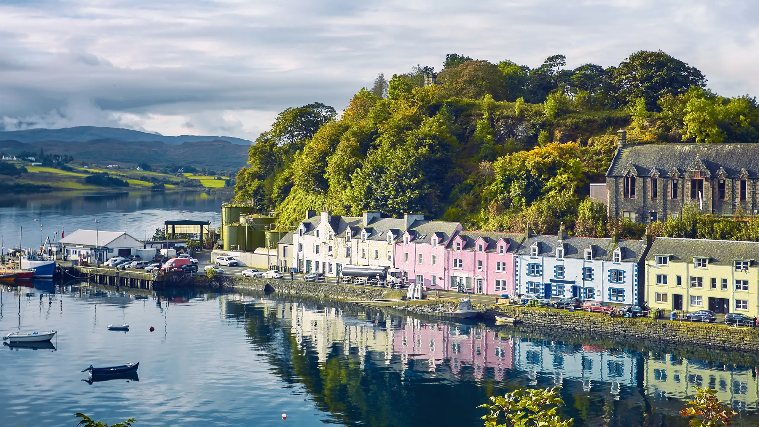 Colourful waterside homes in Porttree, Isle of Skye, Scotland