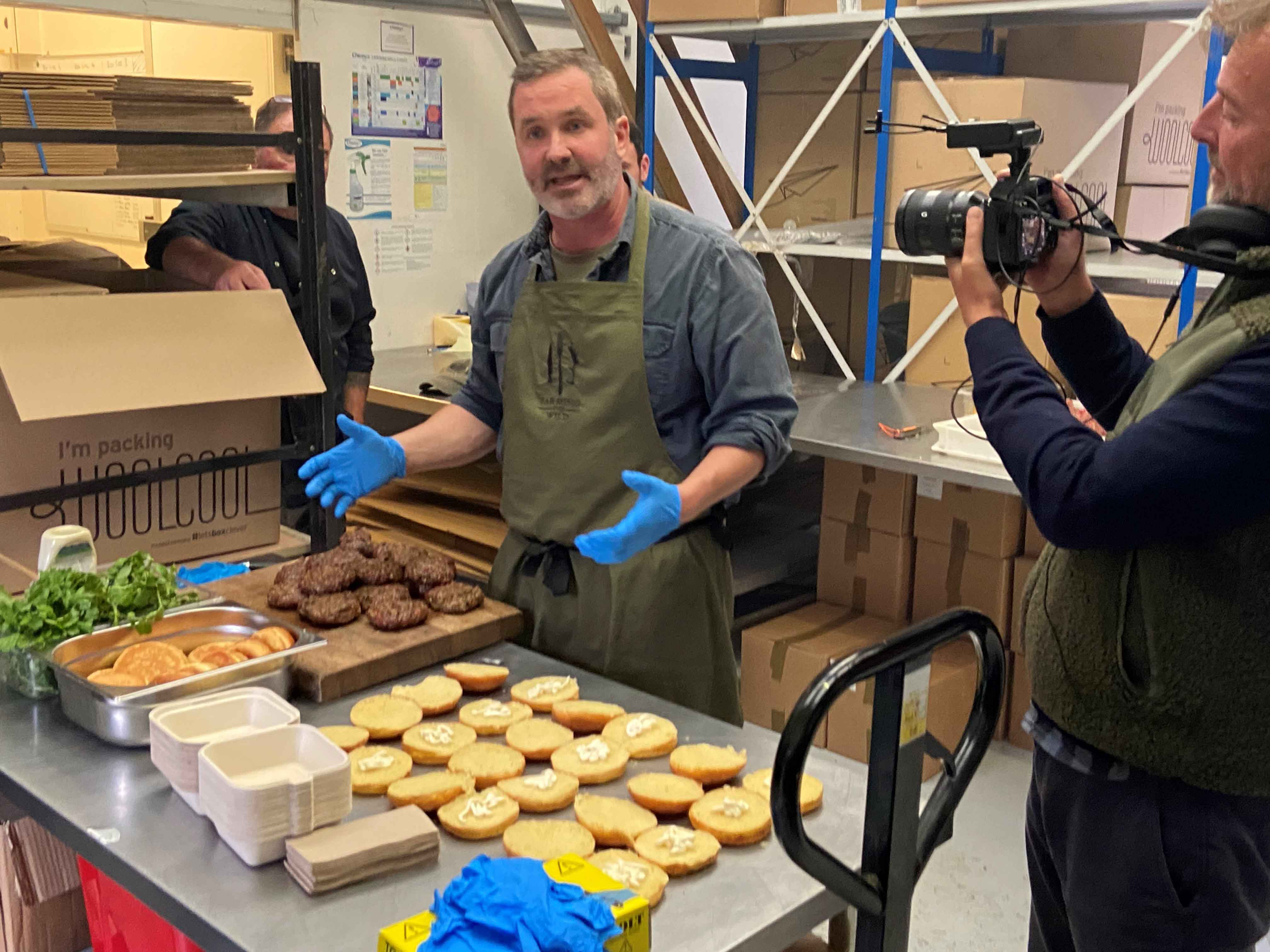 The team chef making burgers