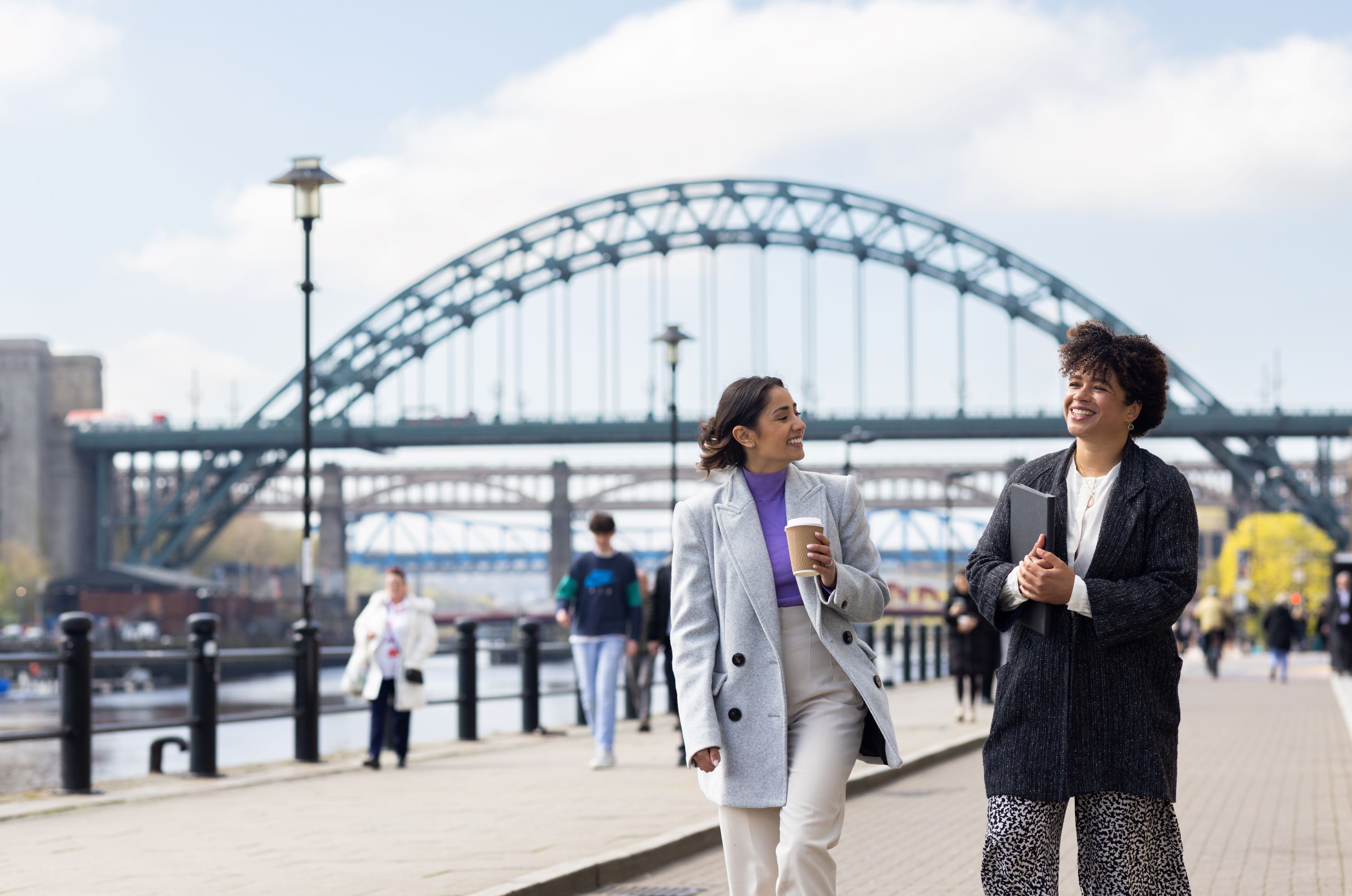 People walking near the Tyne Bridge