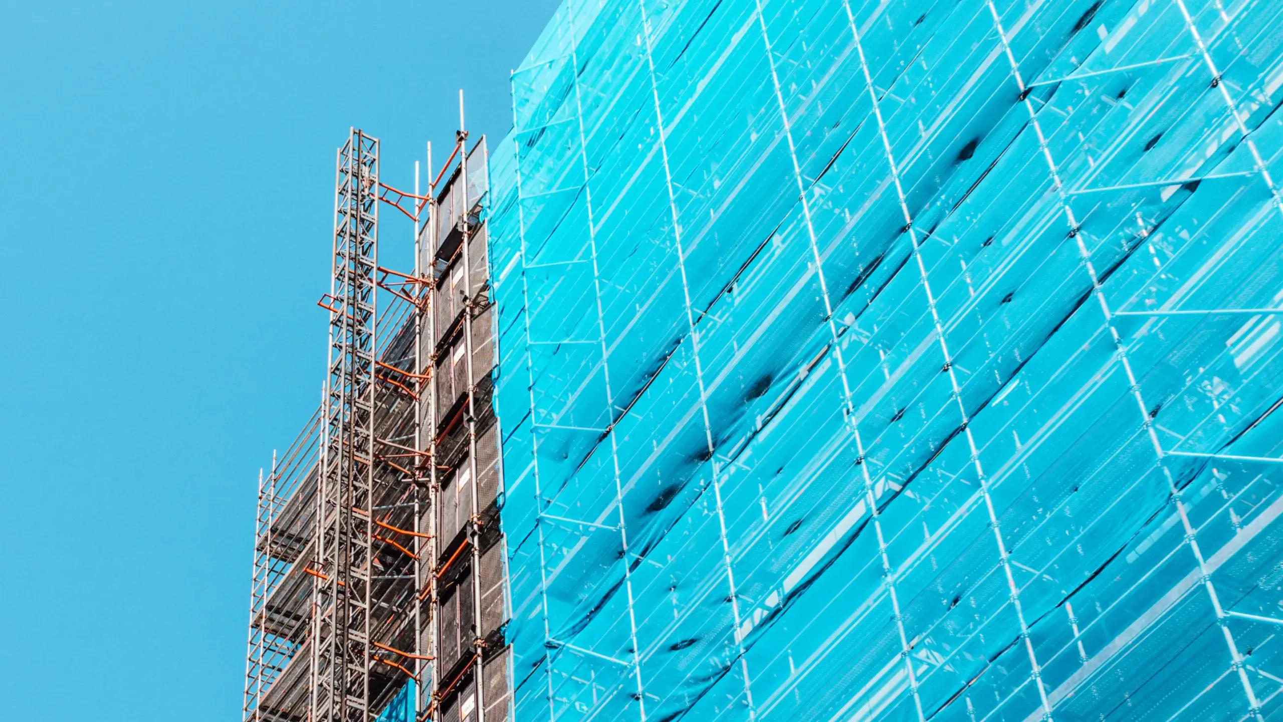 England, London, Building construction site, elevated view