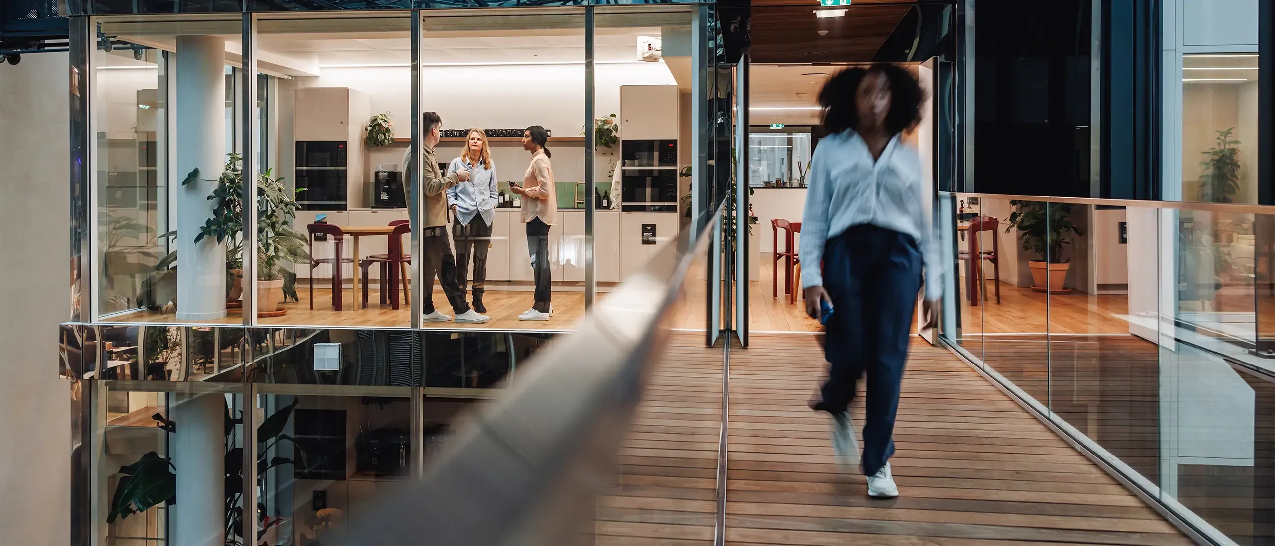 Diverse business leaders in a modern office cafe