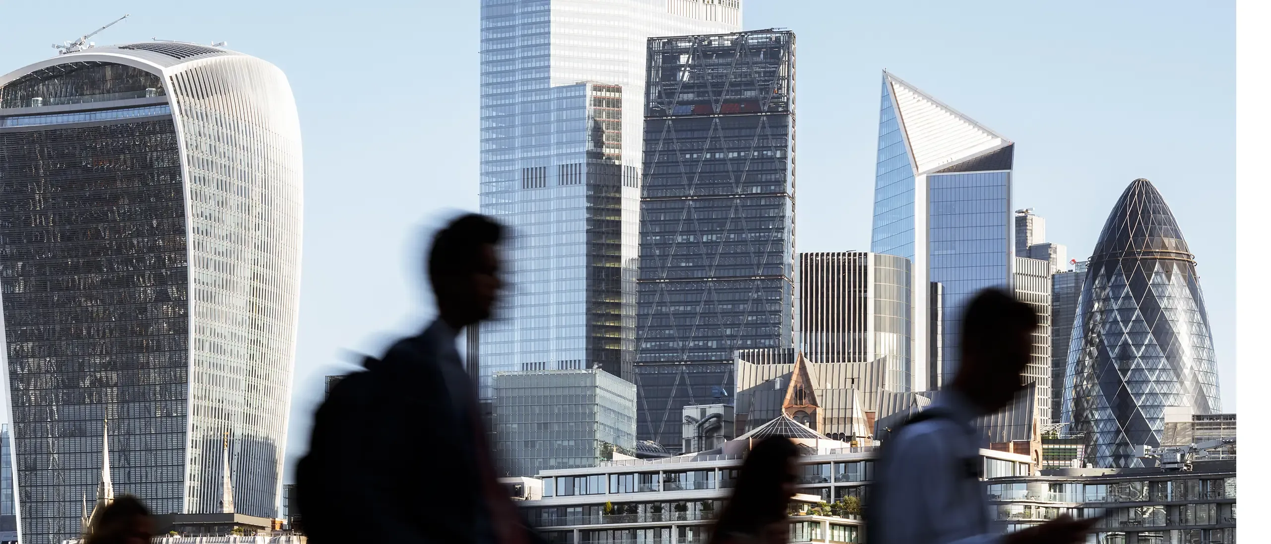 London city workers against high-rise office buildings