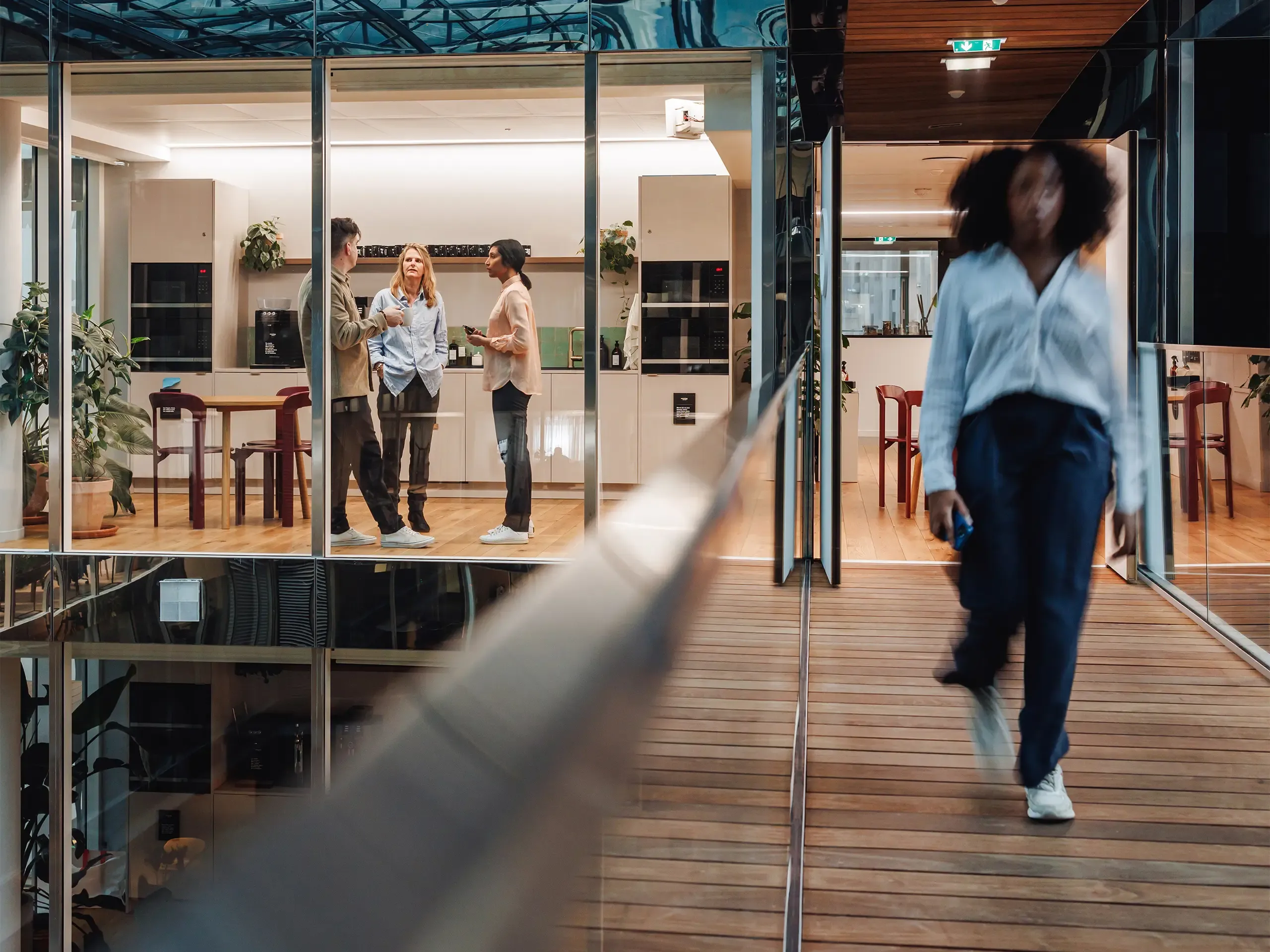 Diverse business leaders in a modern office cafe
