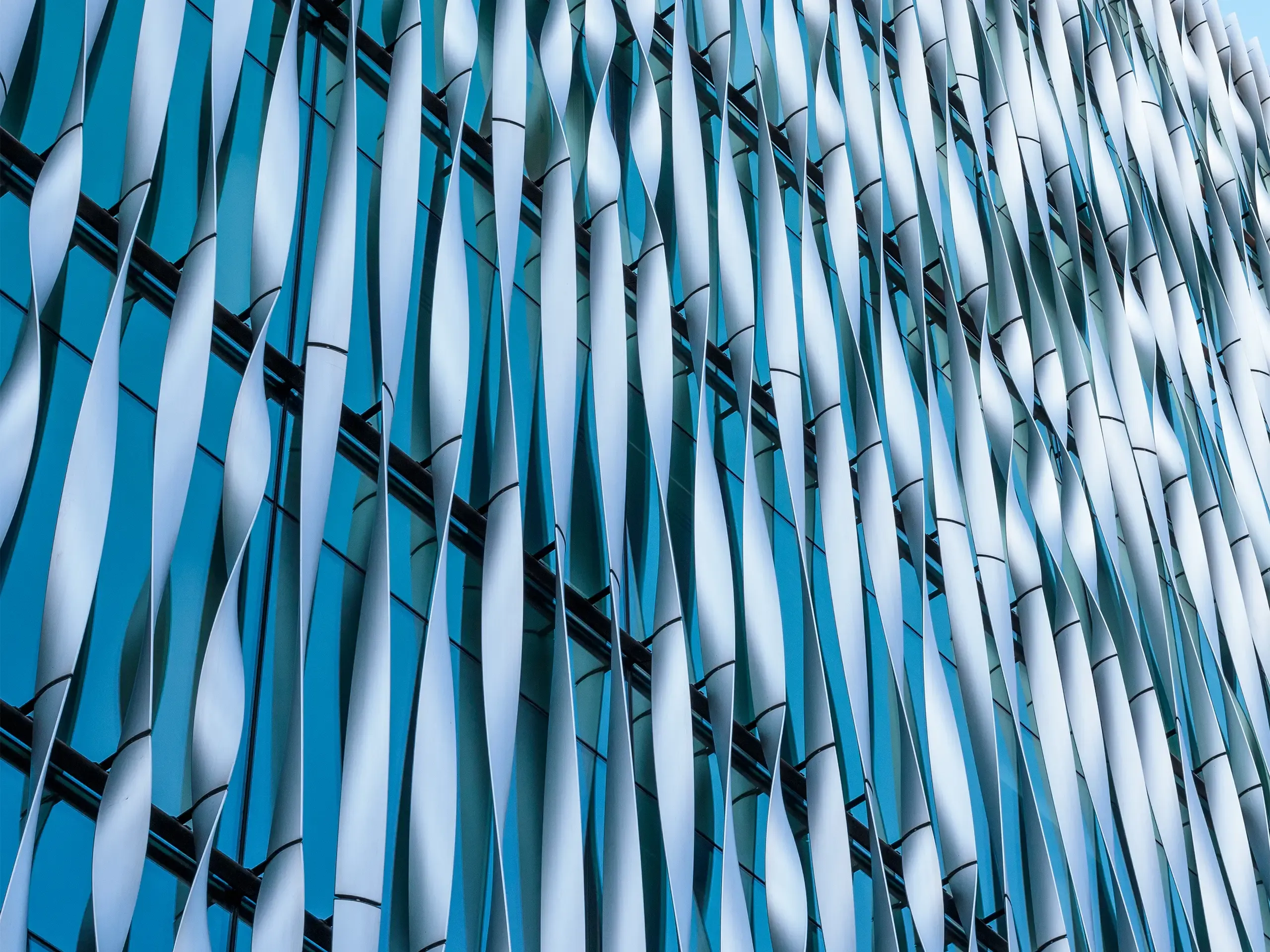 UK, abstract of glass and steel built buildings in London Financial district