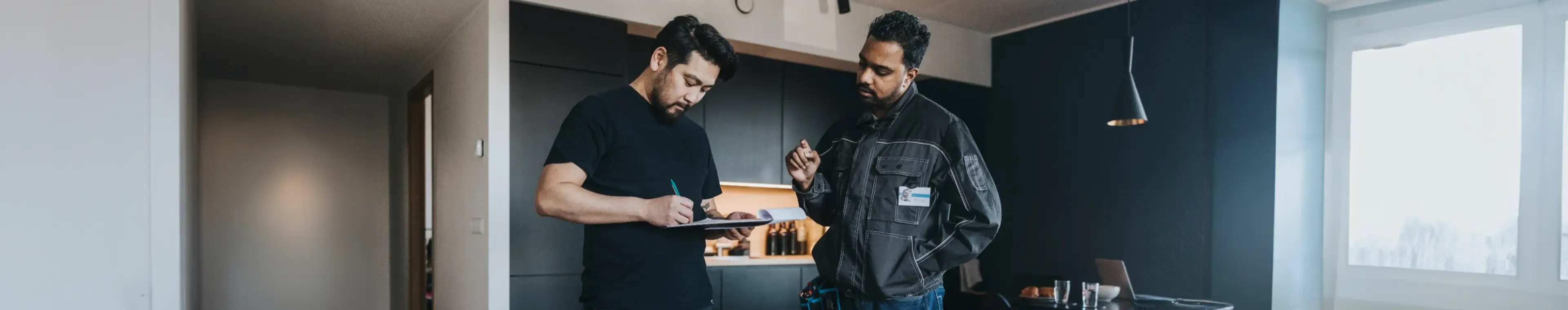 Japanese customer signing network contract at home.