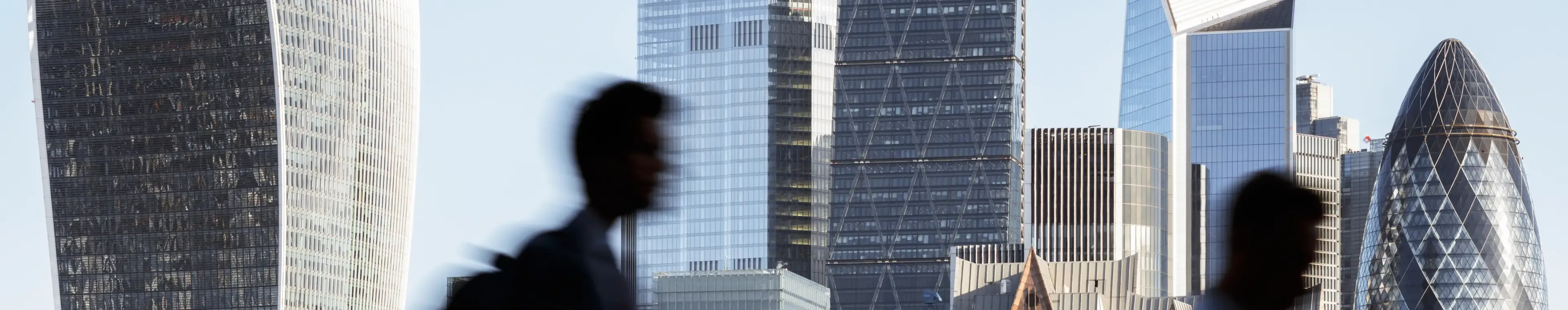 London city workers against high-rise office buildings