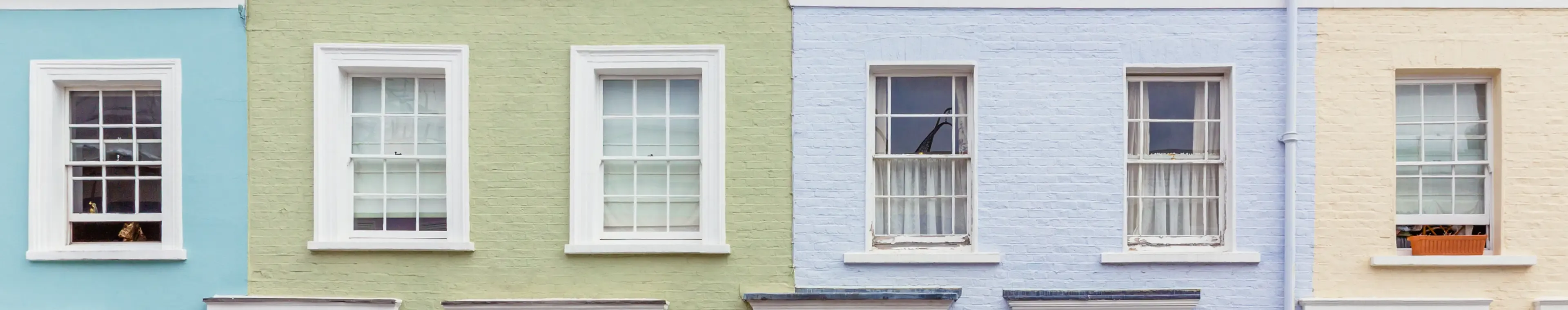 Multi-colored townhouses in Notting Hill, London, UK