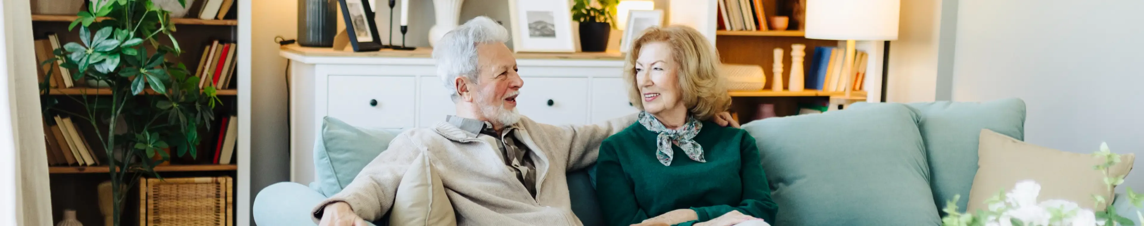 Portrait of smiling senior couple at home