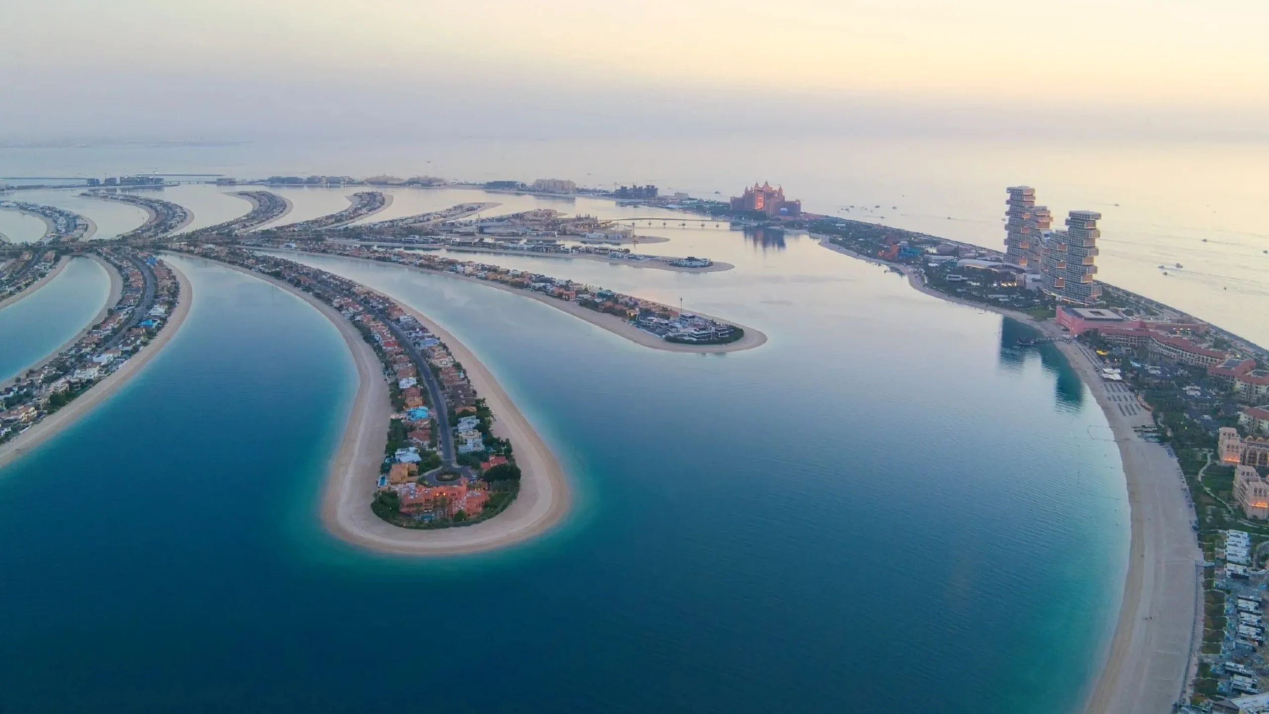 Aerial view over Palm Jumeirah island
